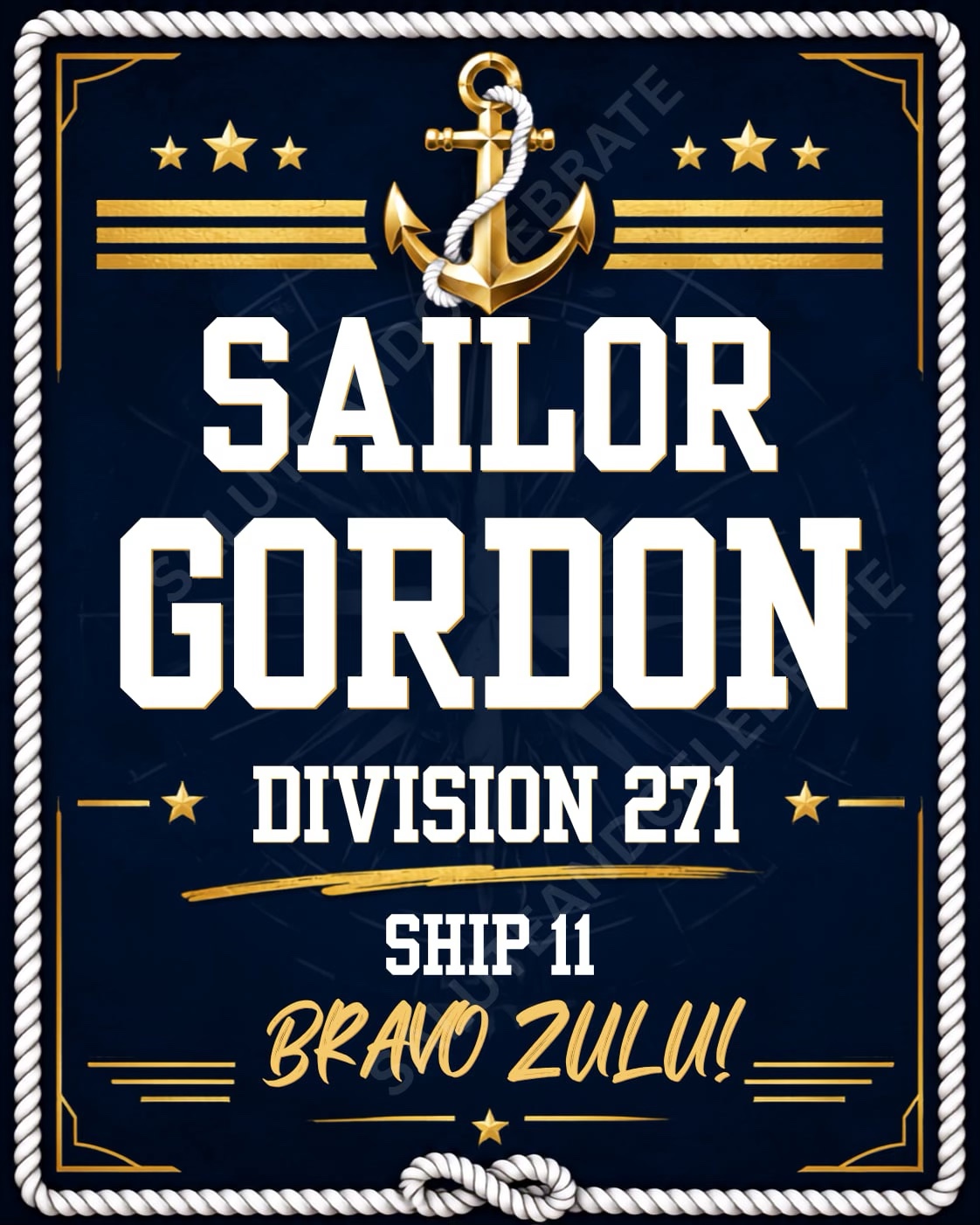 Watermarked Sailor Gordon Bravo Zulu after-PIR celebration poster